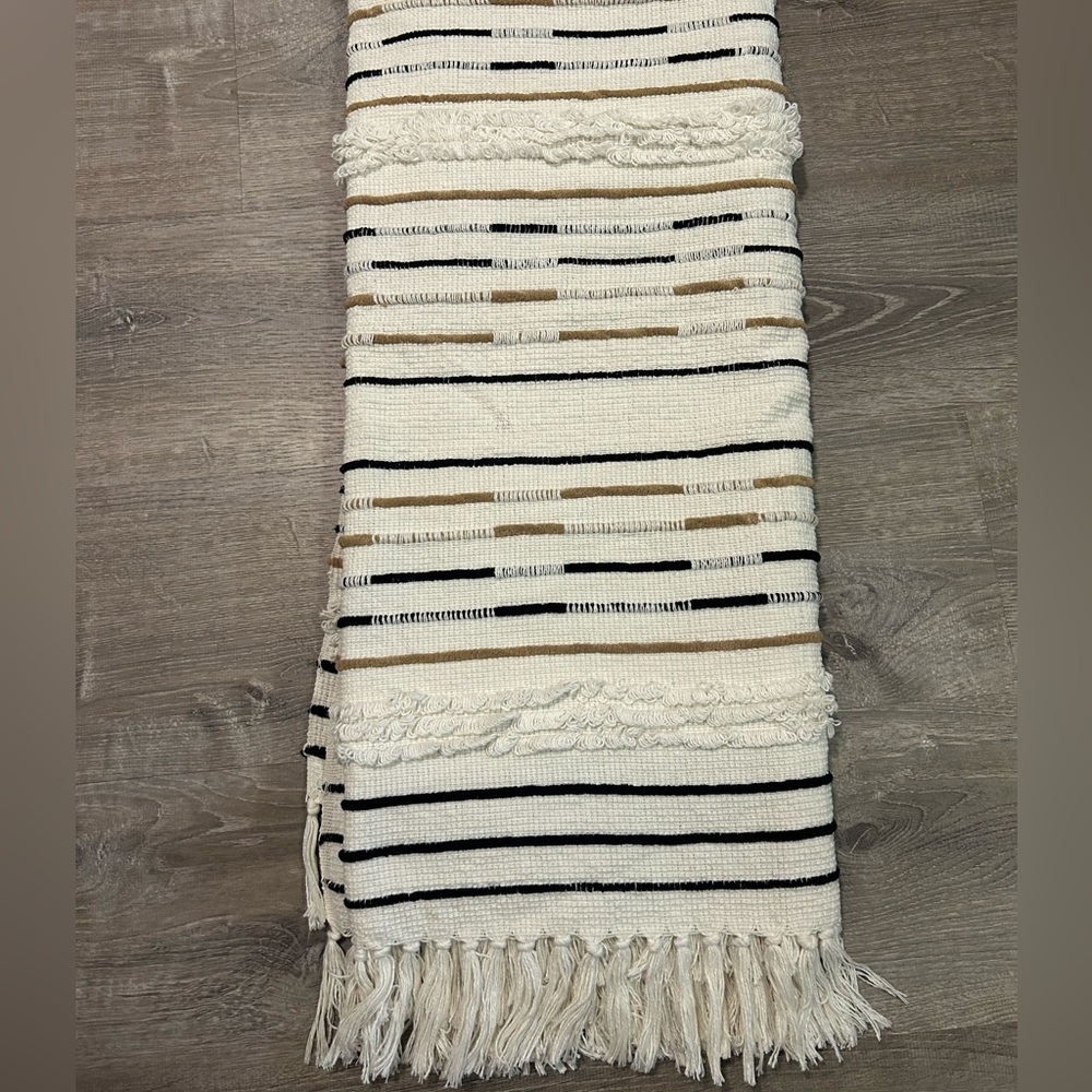 Chenille Stripe Throw blanket Cotton/Polyester New